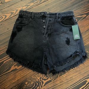 Black High-Rise Denim Shorts NWT